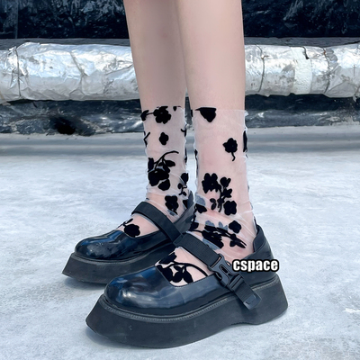 taobao agent The fog Tibetan French -style Aesthetic Garlin Mango Mock Lace Irregular Summer Thin Model Stacking socks