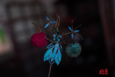 аксессуары для волос 【缀百裘-大雅美学】清代花叶昆虫（多子）绒花点翠簪翠鸟羽古董