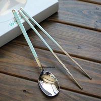 Зеленая ложка+палочки для еды