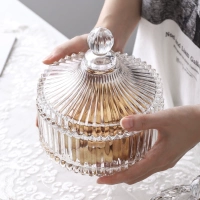 Европейский стиль хрустальный стеклянный чашка конфеты творческая гостиная, ведущая конфетка сушеные фруктовые тарелки сахарная цилиндр ковш с крышкой
