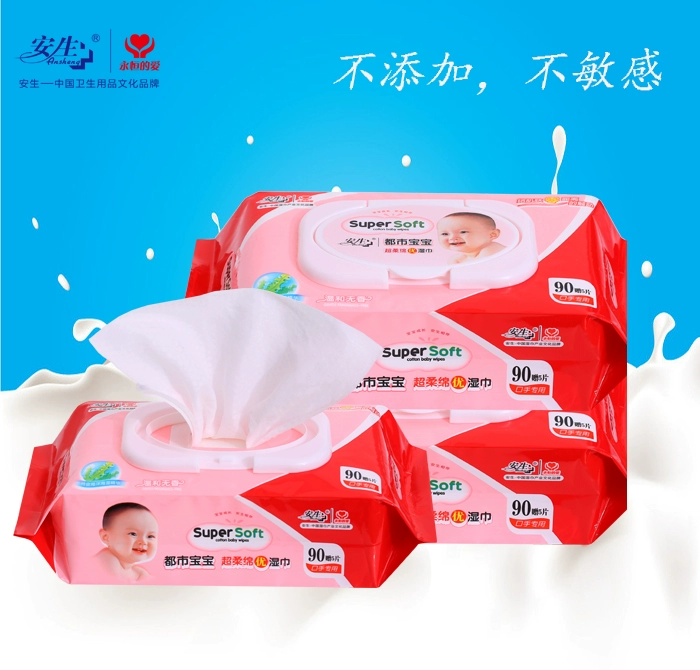 Anson bán hàng trực tiếp cho bé siêu mềm cotton cho bé lau nước tinh khiết không mùi thơm mặt tay che miệng đặc biệt 95 viên - Khăn ướt