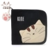 ví dài nữ Thiết kế Nhật Bản mèo kine vải bông tinh khiết chắp vá dễ thương phim hoạt hình phụ nữ giản dị phù hợp tất cả các ngăn đựng thẻ ví ngắn bóp da cá sấu Ví tiền