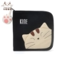 ví dài nữ Thiết kế Nhật Bản mèo kine vải bông tinh khiết chắp vá dễ thương phim hoạt hình phụ nữ giản dị phù hợp tất cả các ngăn đựng thẻ ví ngắn bóp da cá sấu