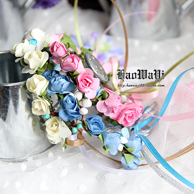 taobao agent *Good baby clothing*bjd baby with headwear flower ring full size 3 points, 4 points 6 points, flower series blue milk white pink 3 color