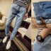 Mùa thu và mùa đông chân quần jeans nam cộng với phân bón XL chân đàn hồi quần quần legging thu nhỏ quần legging quần áo nam mùa hè Cao bồi