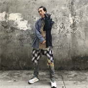 Một con báo 19FW chock khâu phần áo sơ mi tối màu hip hop nam và nữ retro đường phố nam và nữ thủy triều - Áo