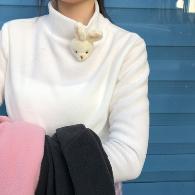 taobao agent Warm cute demi-season long-sleeve, T-shirt, top, high collar, long sleeve