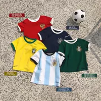 2018 chàng trai và cô gái ngắn tay Xia Meixi World Cup t-shirt máu quần áo bóng đá gia đình mặc triều một gia đình ba mẫu áo đồng phục gia đình