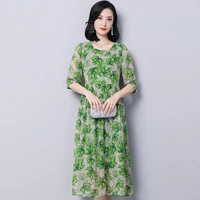 Yi Fei Women Official Ou Shangni 30-40 Váy in 2019 Summer Vintage Silk Wide - Cộng với kích thước quần áo quần bò cạp cao