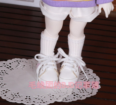 taobao agent [Wool group] BJD doll 6 -point calf socks Sports knit thread daily versatile rice white and gray