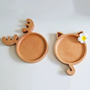 Bộ đồ ăn bằng gỗ Nhật Bản trẻ em sáng tạo phim hoạt hình tấm ăn tối tấm cơm tấm lưới tấm khay khay gạc mèo con - Đồ ăn tối