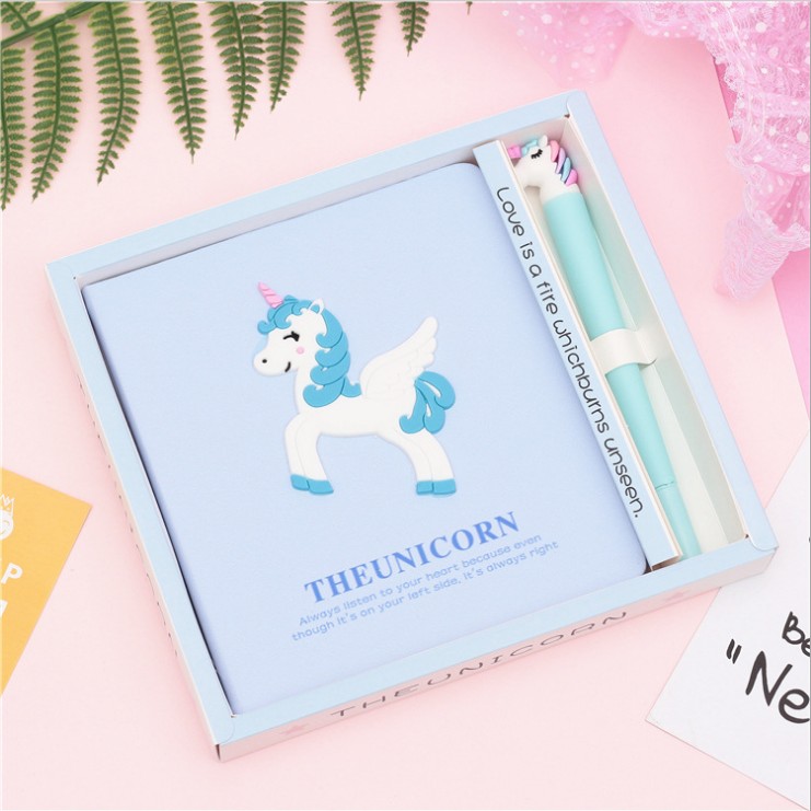 Blue Pegasusoriginality Simplicity Internet celebrity Gift box notebook Stationery lovely Notepad thick Cartoon Hand book student day Return a gift