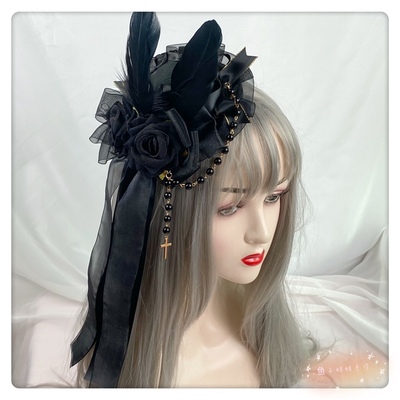 taobao agent Free shipping Lolita Dance Club Lolita Lolita Dark Gothic Hair Jackie Caming Head Join Rose Picking