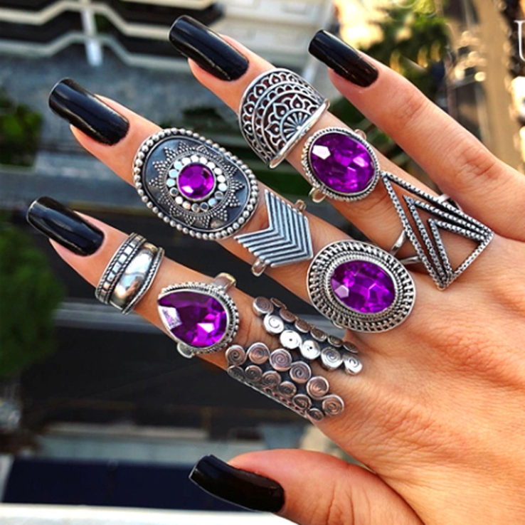 9-Ancient silver amethyst (9-piece set)