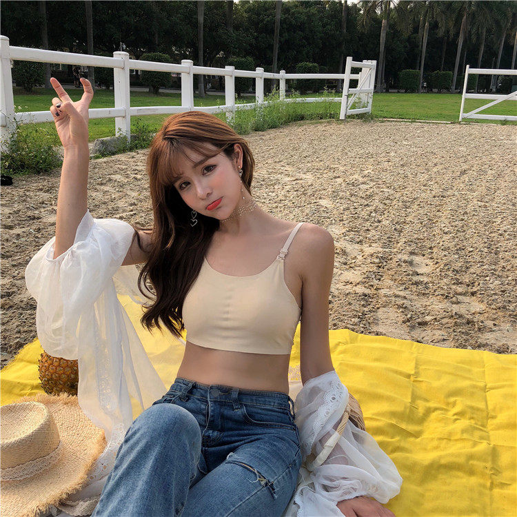 9034*实拍 冰丝后排扣无痕抹胸文胸内衣少女裹胸小吊带背心 实价