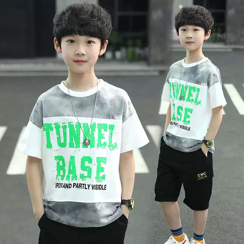 Bộ đồ mùa hè cho bé trai 2020 mới hai mảnh lớn ngắn tay trẻ em quần short cotton mùa hè học sinh xu hướng phong cách Hàn Quốc - Phù hợp với trẻ em