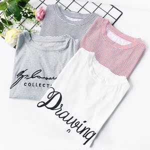 F8 thêu chữ ngắn tay vòng cổ T-Shirt nữ mùa hè mới Hàn Quốc phiên bản của hoang dã lỏng mỏng áo sơ mi giản dị thủy triều áo phông trắng