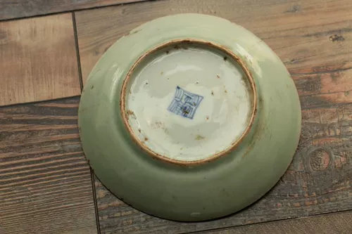 Поздняя династия династии доуцинг глазурь фарфоровая тарелка пара старой фарфоровой старой чайной посуды
