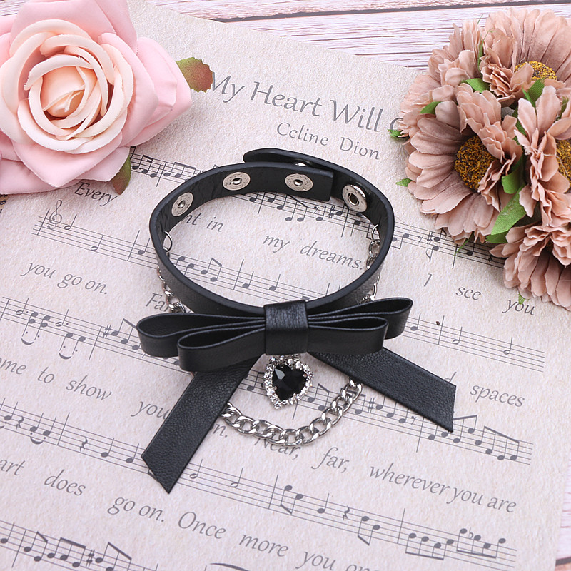 Black + Black Diamond LoveZhuzhu family Japan solar system Sweet lovely bow love Pendants PU Bracelet Wrist strap Bracelet Lolita