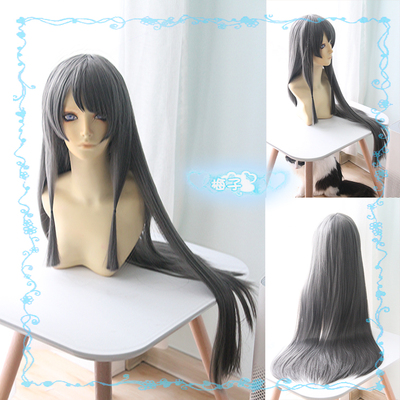 taobao agent Adolescent idiot does not be a rabbit girl, the sister of the Bunny Sister, the Dream Sakura Island Mai Mai Deep Gray COS wig long straight