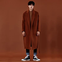 Phiên bản Hàn Quốc của áo gió cashmere nam siêu dài qua đầu gối áo khoác len nam cỡ lớn áo khoác nam