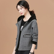 2019 áo mới mùa thu và mùa đông áo len trùm đầu của phụ nữ ngắn giản dị lỏng áo khoác ngắn lỏng áo khoác dày - Áo khoác ngắn