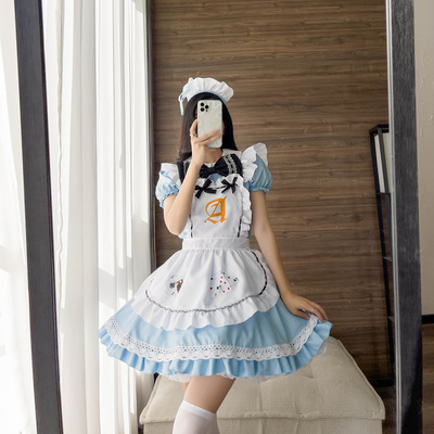 taobao agent Alice sleepwalking Wonderland series bow poker maid dress cos clothing women's Japanese anime dress