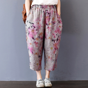 Thủ tướng mùa hè mới in bông rửa quần đàn hồi văn học retro gió quốc gia thường cắt quần harem quần