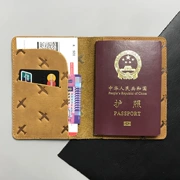 Handmade Passport Cover Da Đàn ông và Phụ nữ Cặp đôi Da tinh khiết Người giữ hộ chiếu Vé Tài liệu lưu trữ Túi hộ chiếu Túi