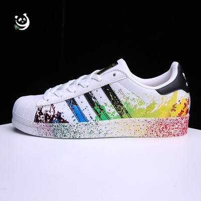 Adidas Superstar 阿迪达斯三叶草泼墨彩虹贝壳头涂鸦板鞋D70351-郑大大鞋业