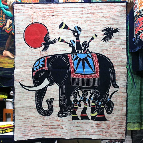 Средняя картина восковой краски Dai People, Хлопковая роспись гостиная в ресторане декоративная стена -национальная национальная фона