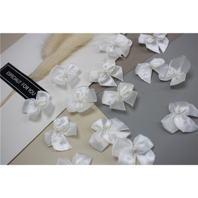 taobao agent White pearl tie noodles small bow mini ribbon flower decoration DIY handmade clothing BJD underwear handle supplementary materials