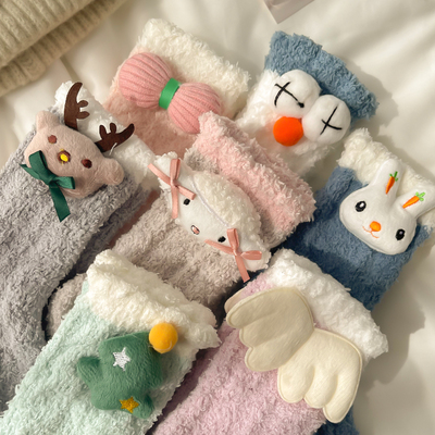 taobao agent Coral velvet demi-season cute Japanese warm socks