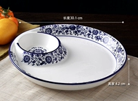 12 -INCH BLUE и белое двойное круглое блюдо