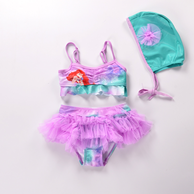 Purple Mermaid Split, Give HatClearance Children's wear girl Swimsuit mermaid Princess Dress children Swimwear princess lovely Zhongda Tong Split body Swimsuit
