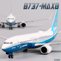 1: 130 tĩnh mô hình máy bay mô phỏng lắp ráp Boeing 737max8 Boeing nguyên mẫu máy với bánh xe máy bay chở khách mô hình xe đồ chơi trẻ em