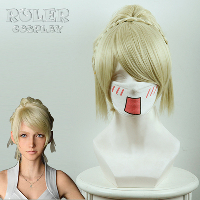 taobao agent The Lord's Final Fantasy XV Luna Flea Light Golden Tiger mouth clip ponytail cosplay wig