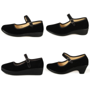 Dày- dưới giản dị nghi thức giày đen thấp- cắt từ vành đai giày khách sạn làm việc giày khiêu vũ giày mẹ vuông khiêu vũ