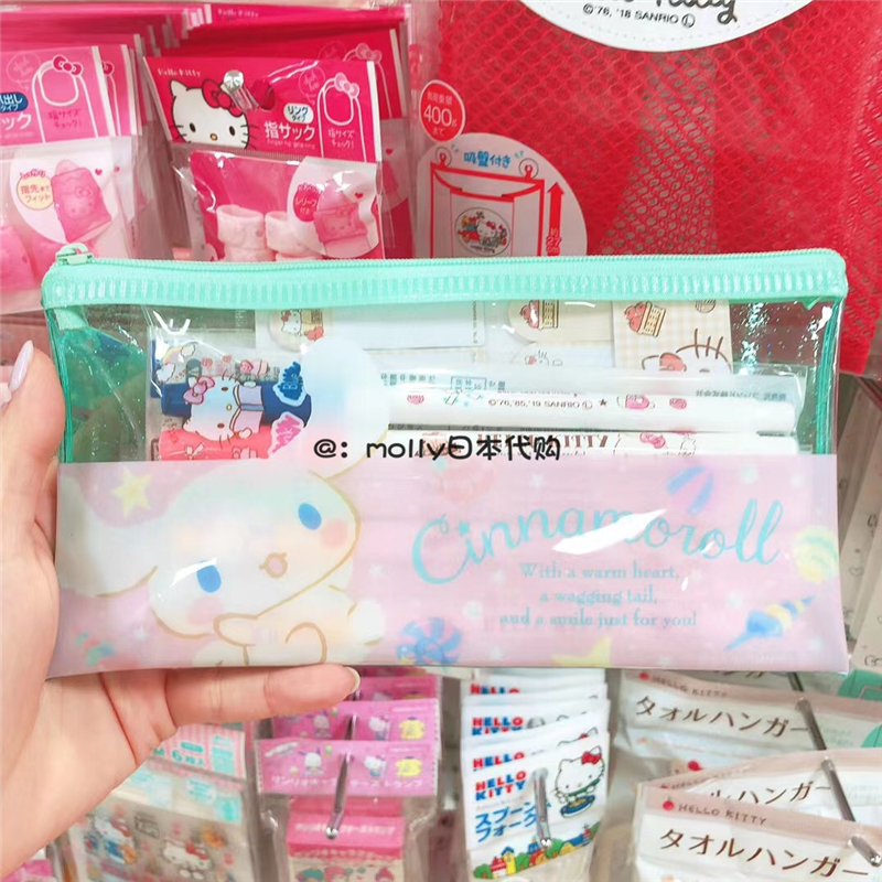 Summer Monsoon Yuguigou Medium (In Stock)goods in stock Japan Sanrio melody Cinnamoroll  kitty Pencil case Bright powder transparent Make up Utility bag Storage bag