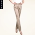 Mei Hong quần trắng thẳng mới đi lại mỏng phần eo cao nhỏ thẳng nữ bình thường cỡ lớn quần quần chân quần chín điểm - Khởi động cắt quần jean nữ ống rộng Khởi động cắt