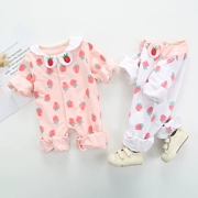 Dâu tây thân yêu cho bé áo choàng dài tay Kho báu của phụ nữ jumpsuit 4-6-9 tháng trang phục cho bé mùa xuân và mùa thu romper 2 tuổi - Áo liền quần