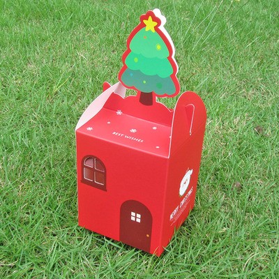 圣诞节苹果包装纸盒平安夜老人可爱姜饼人盒子饼干糖果儿童礼物盒 (21433:1398002196:size:1个纸盒;1627207:16509606873:sort by color:红色圣诞树8.5*8.5)