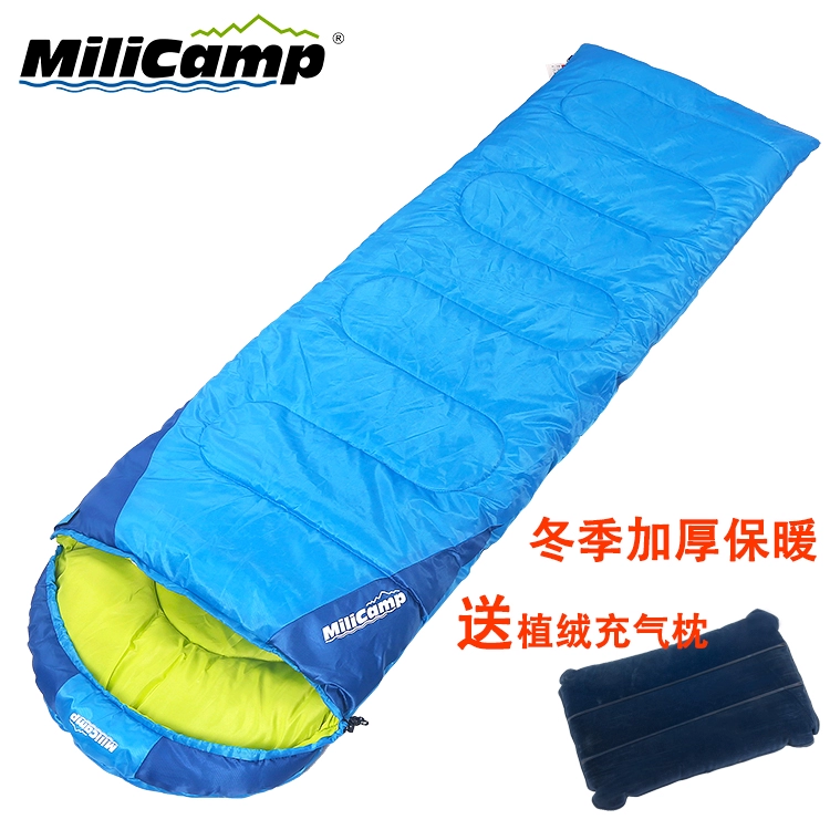 Túi ngủ chính hãng dành cho người lớn ngoài trời mùa thu và mùa đông cắm trại di động dày đôi có thể được nối trong nhà ấm áp nghỉ trưa túi ngủ - Túi ngủ