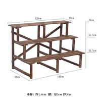 Квадратная ступенчатая лестница цветочная подставка, три -120 см.