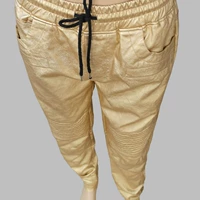 Hộp đêm ban đầu thanh trang phục DJDS đầu máy vàng lỏng thời trang thủy triều của nam giới khâu quần cotton quần da quần âu