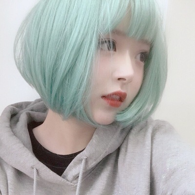 taobao agent Fashionable mint green straight hair, bangs, helmet, Lolita style, Korean style