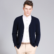 Mùa thu thời trang giản dị người đàn ông trẻ tuổi của chiếc áo đan len cashmere ngắn v- cổ áo len mỏng áo khoác mỏng phần bên ngoài áo sơ mi