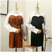 Taotao quần áo Mùa Thu mới của Hàn Quốc phiên bản của màu rắn khâu vải to sợi vành đai váy nữ 36962