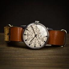 Винтажные наручные часы 海外代购aviator◇古着男士复古苏联飞行员军表棕色皮革机械手表