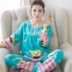 Cotton lụa ladies suit đồ ngủ mùa xuân và mùa hè phần mỏng cotton nhân tạo dài tay quần phim hoạt hình hai mảnh lỏng dịch vụ nhà Bộ Pajama